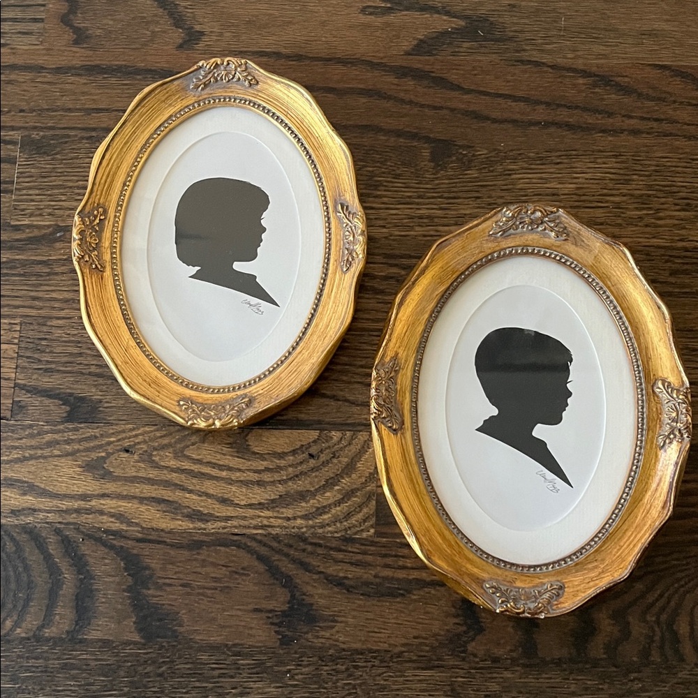 Vintage Silhouette Portrait Frames Handmade by Artist Gold Professional Framed
